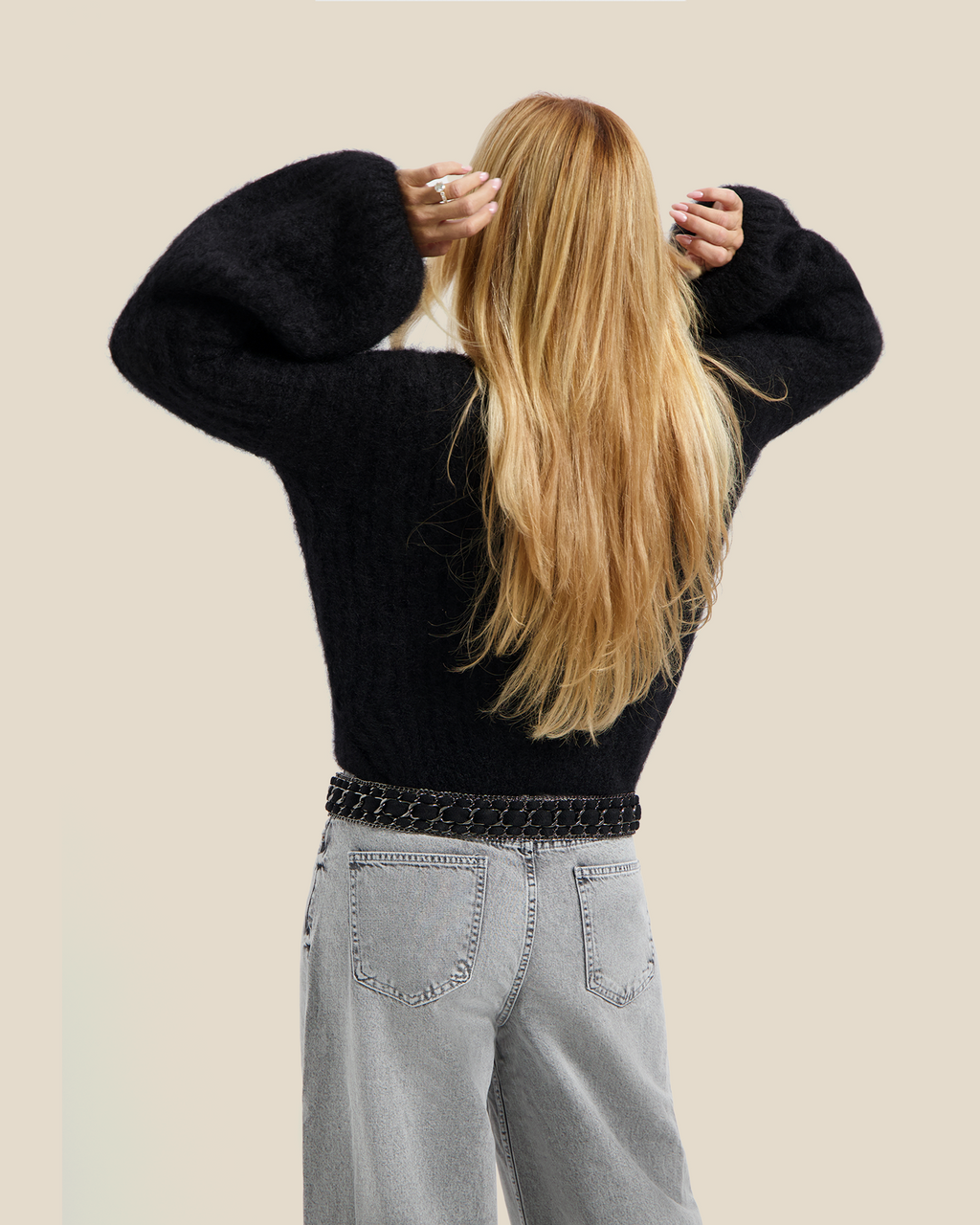 Balloon Sleeve Knit - Black