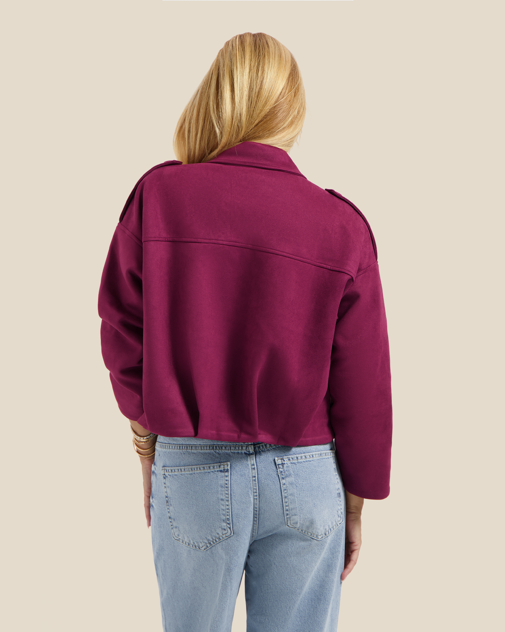Cropped Jacket - Burgundy