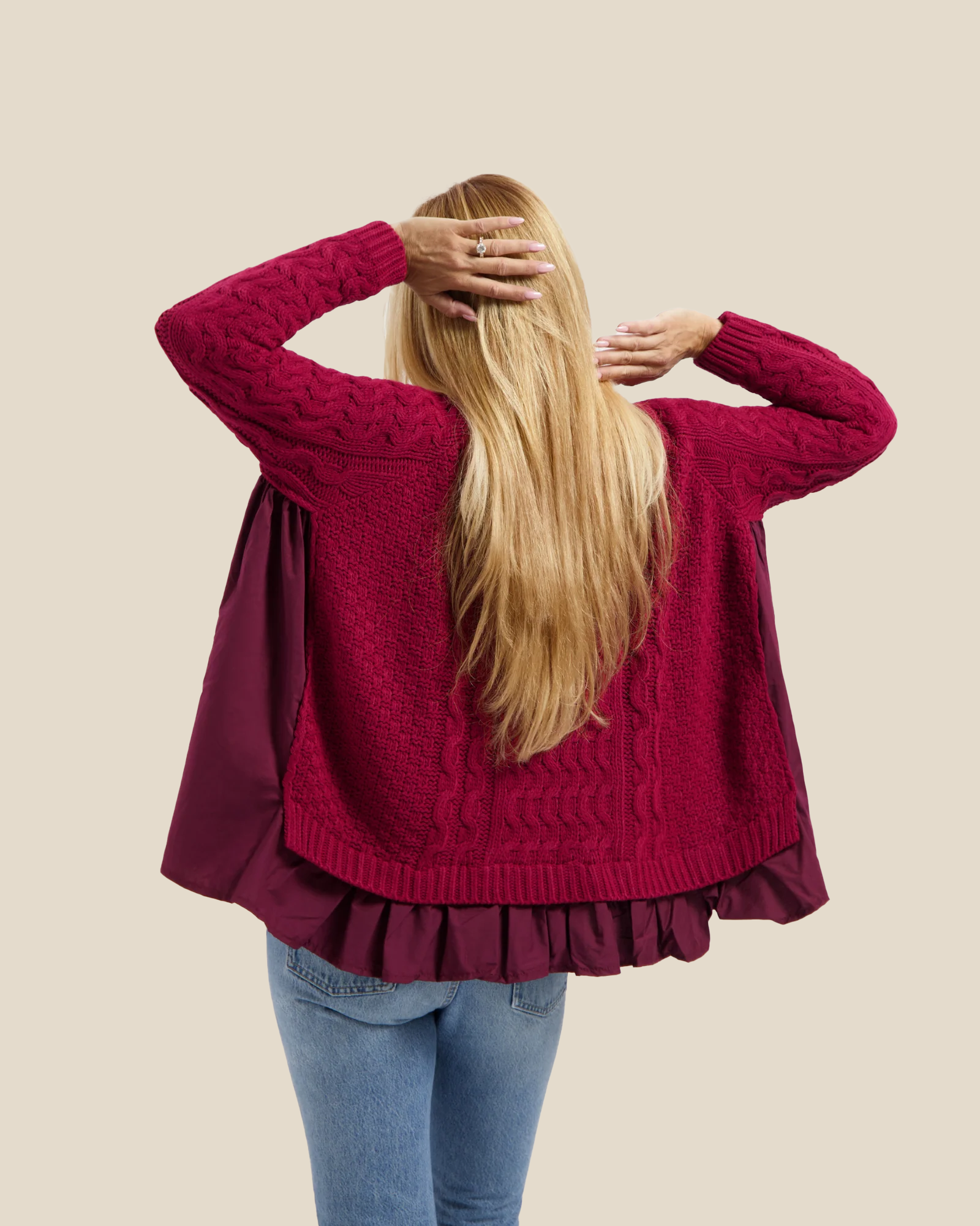Chunky Knit with Blouse - Red