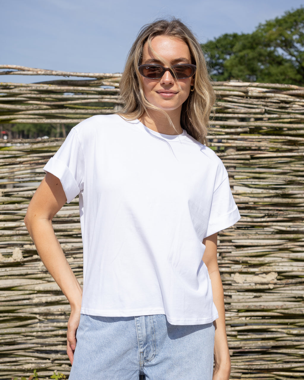 Lightly Shoulder Padded T-shirt - White