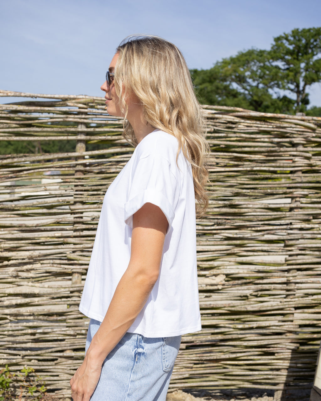 Lightly Shoulder Padded T-shirt - White