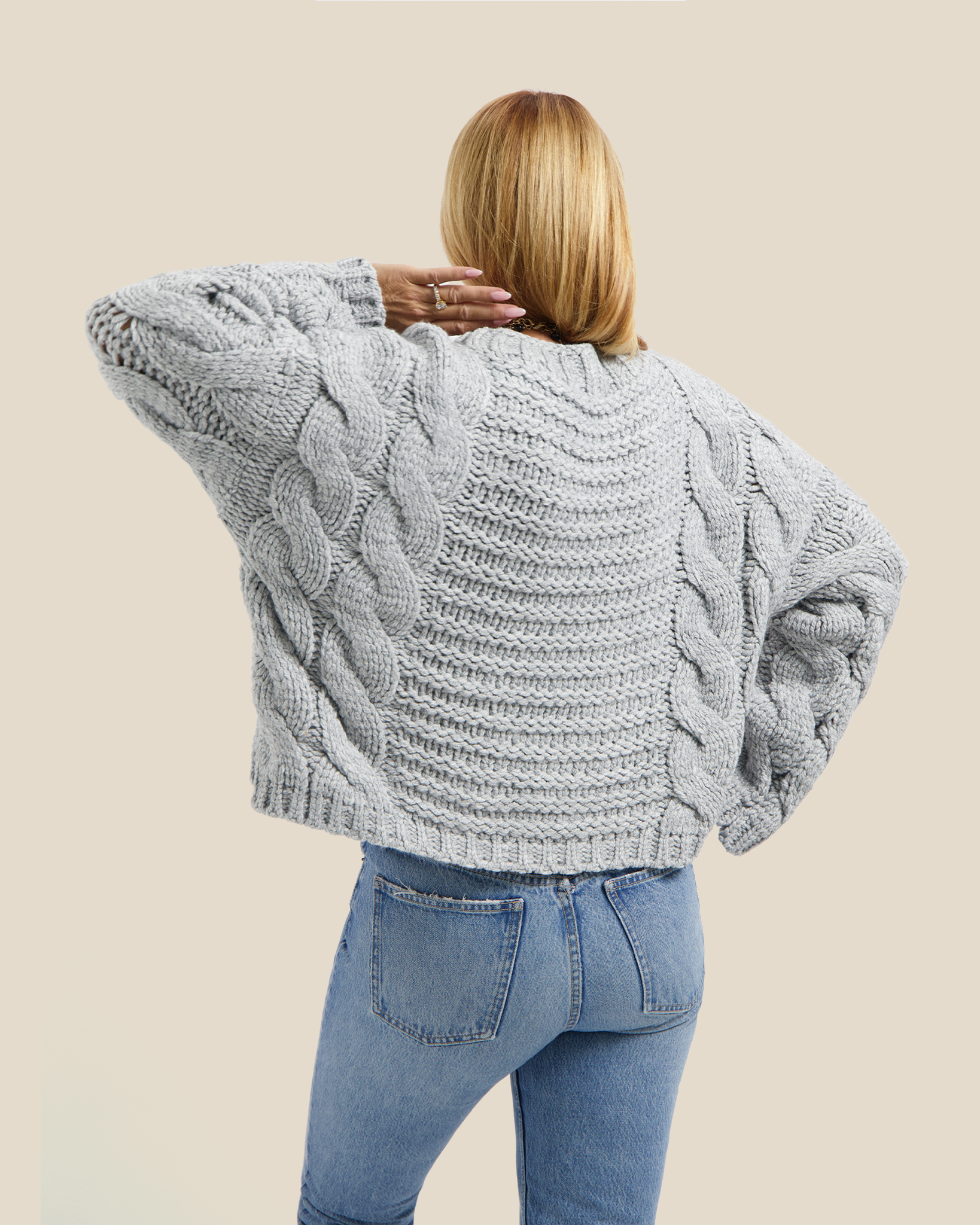 Oversized Cable Knit - Grey