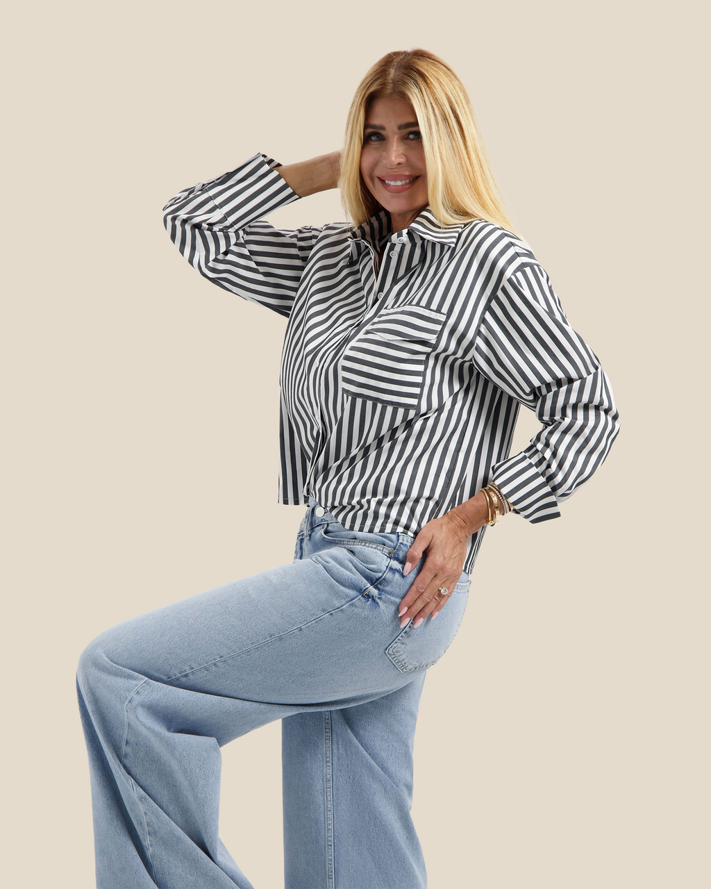 Striped Blouse - White/ Black