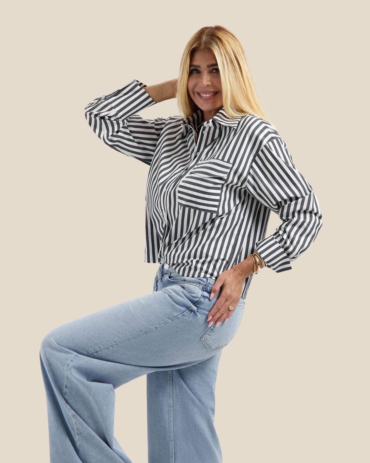 Striped Blouse - White/ Black