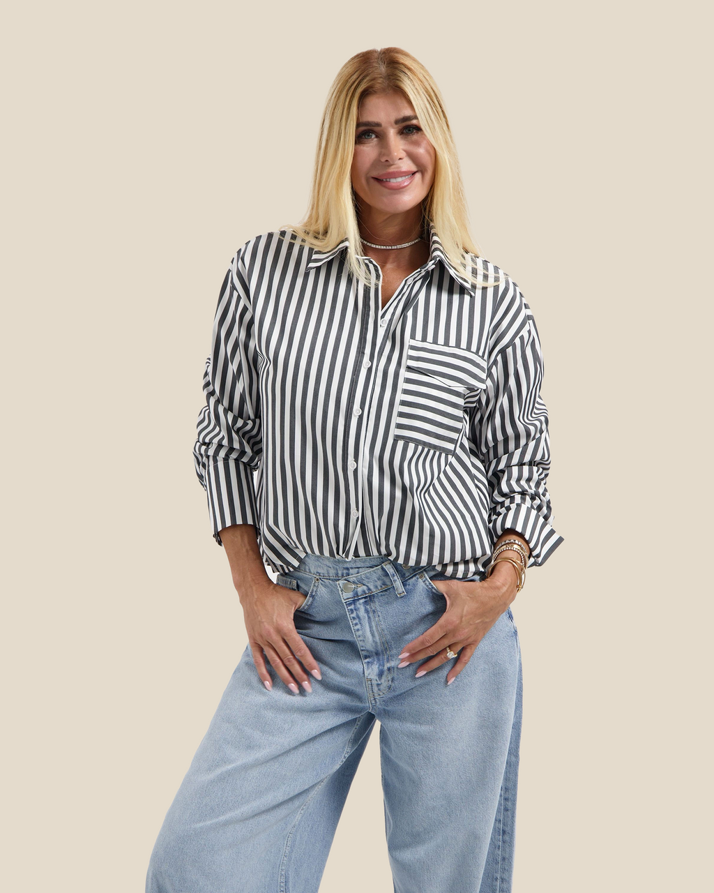 Striped Blouse - White/ Black