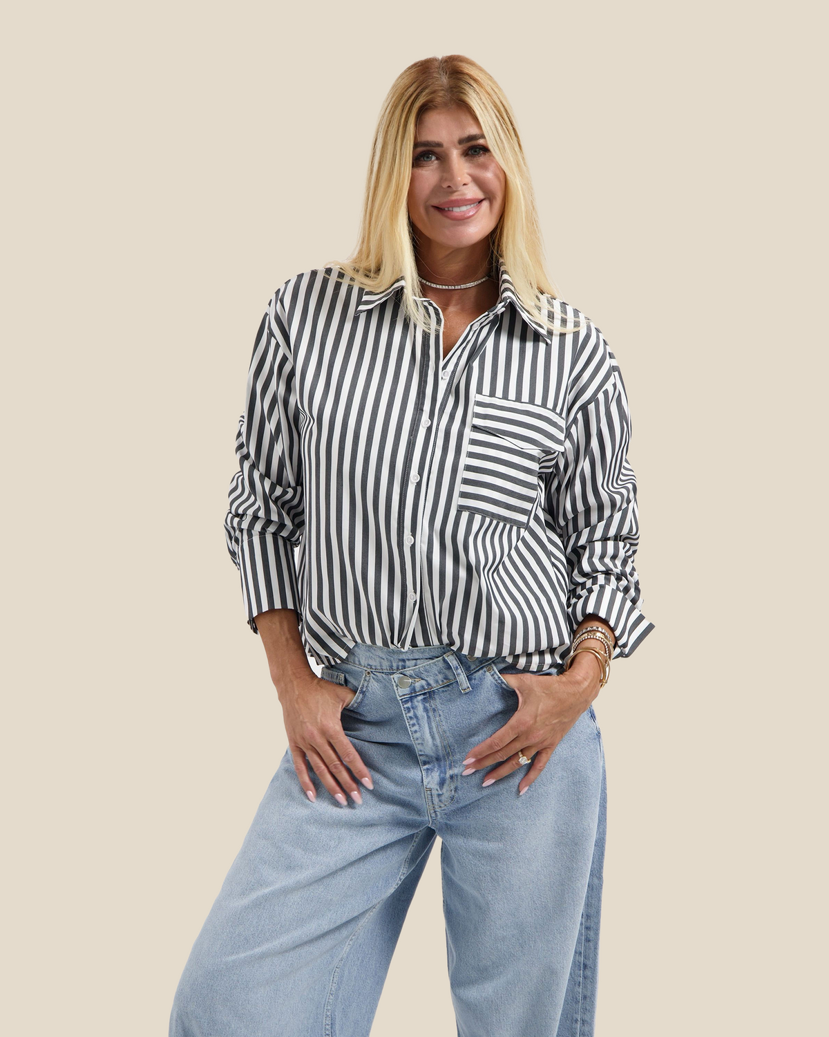 Striped Blouse - White/ Black