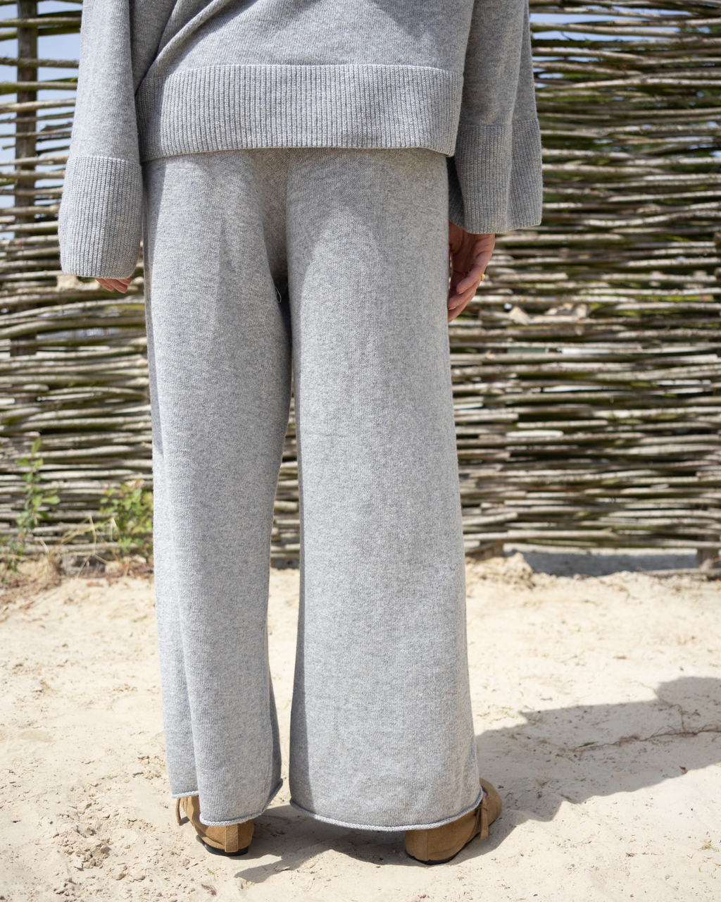 Wide Knitted Trousers - Grey