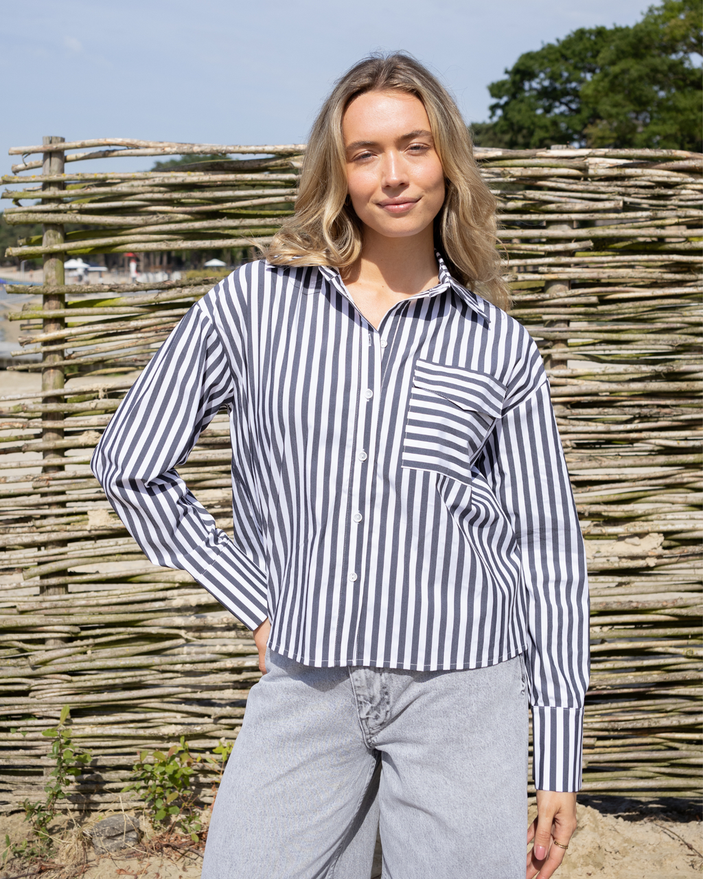 Striped Blouse - White/ Black