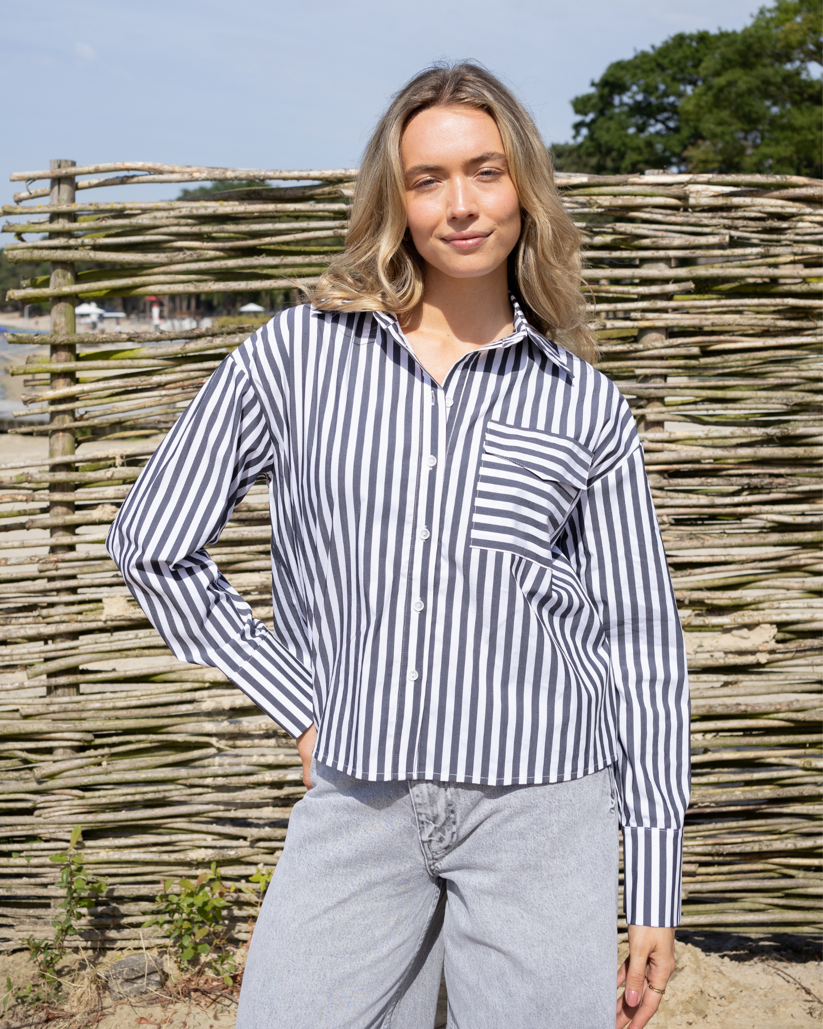 Striped Blouse - White/ Black