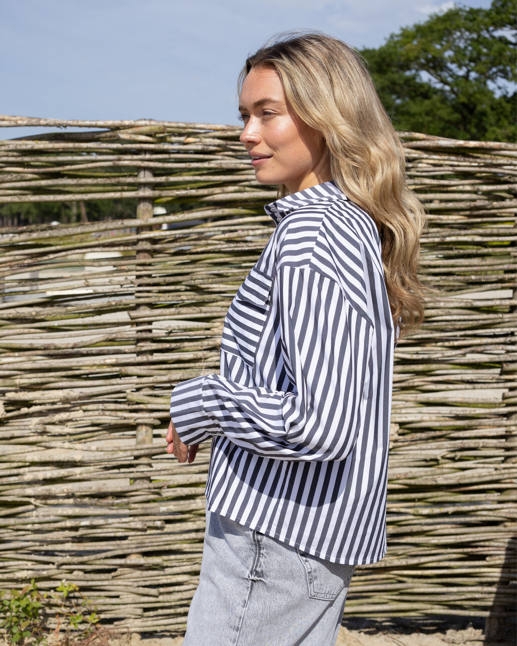 Striped Blouse - White/ Black