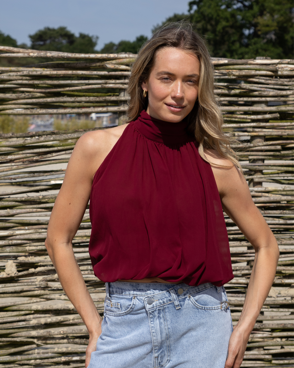 Sleeveless Blouse - Burgundy