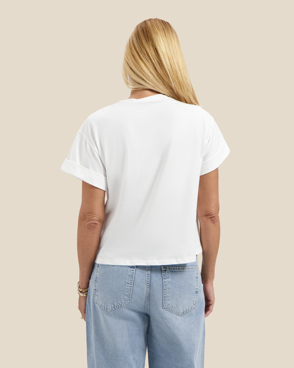 Lightly Shoulder Padded T-shirt - White