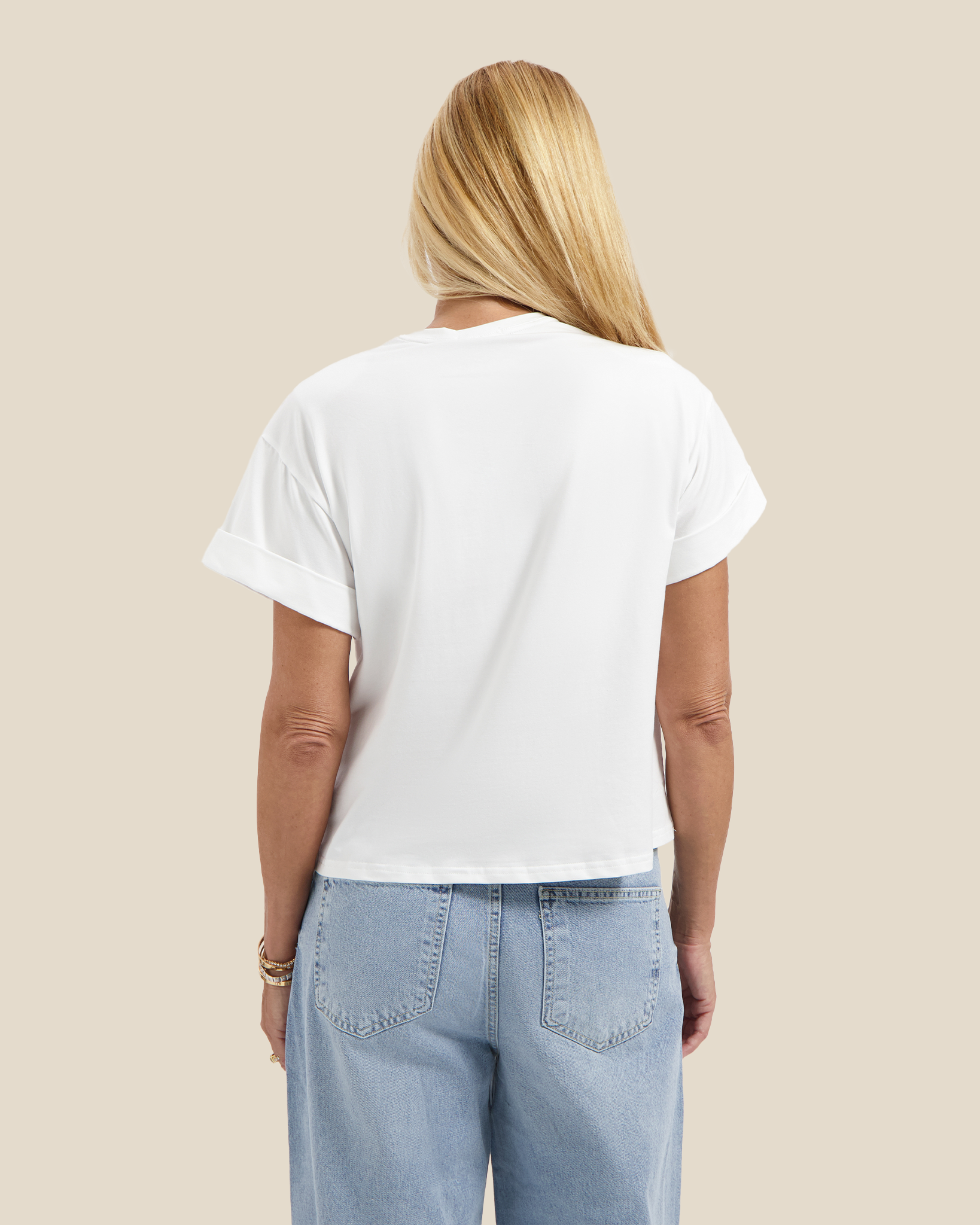 Lightly Shoulder Padded T-shirt - White